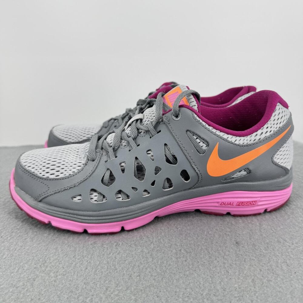 Nike Dual Fusion Run 2 Shoes Womens Size 9 Gray Pink Running 599564-011 Sneakers